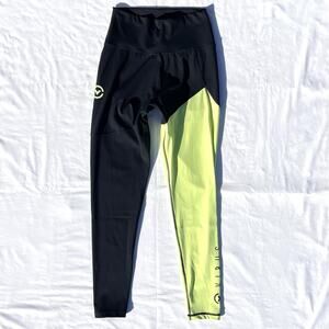 Virus International Compression Leggings Womens Medium Black Neon Yellow